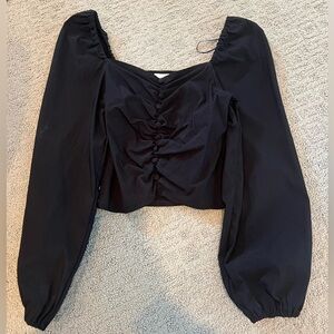 Topshop puff sleeve long sleeve shirt w/ buttons